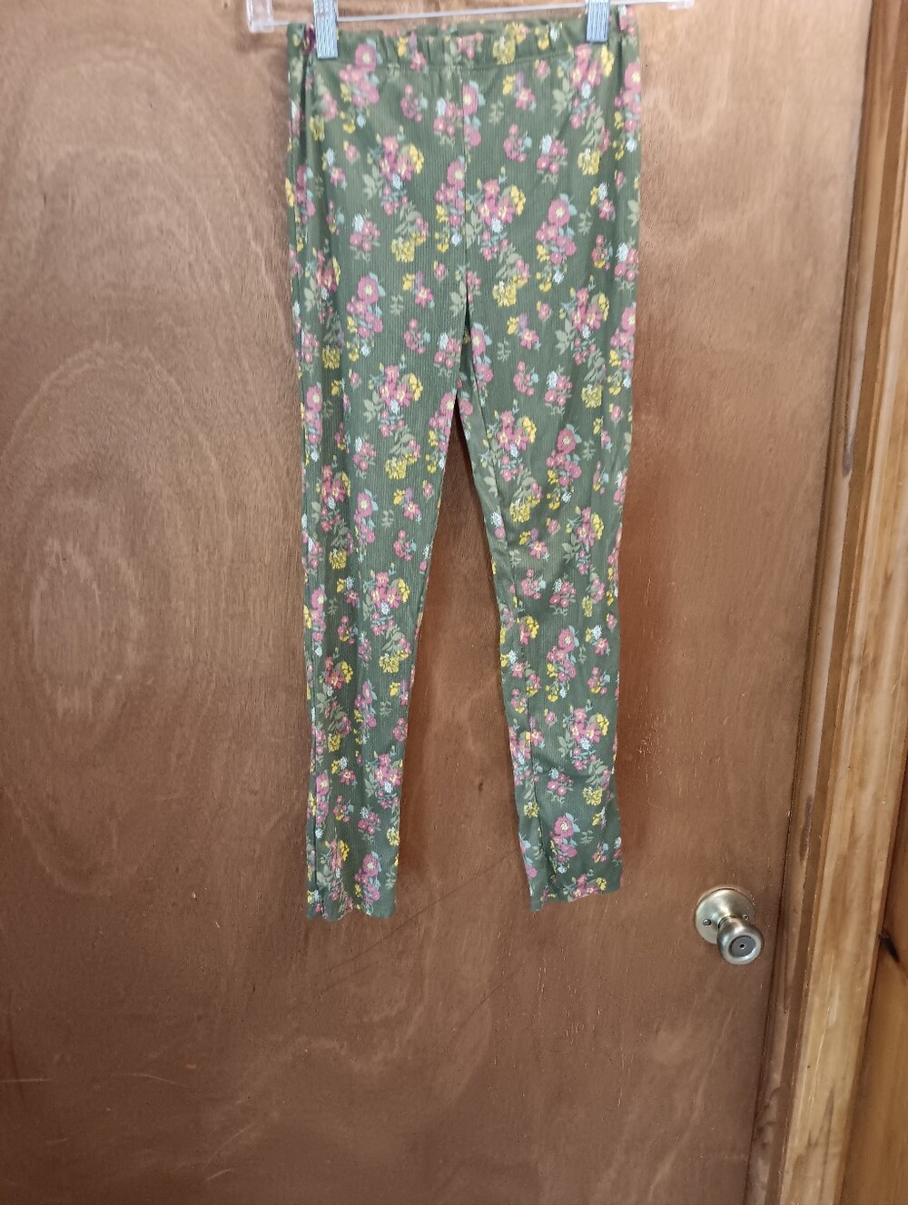 dELiA*s Olive Green Floral Girls' Leggings with Pink & Yellow Blooms